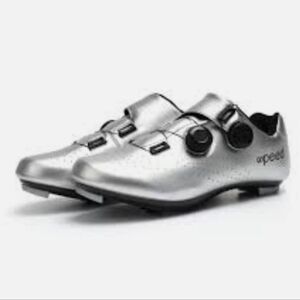 Betoosen Silver Cycling Cleats Size Men's 8 Women's 10 EUR 41
